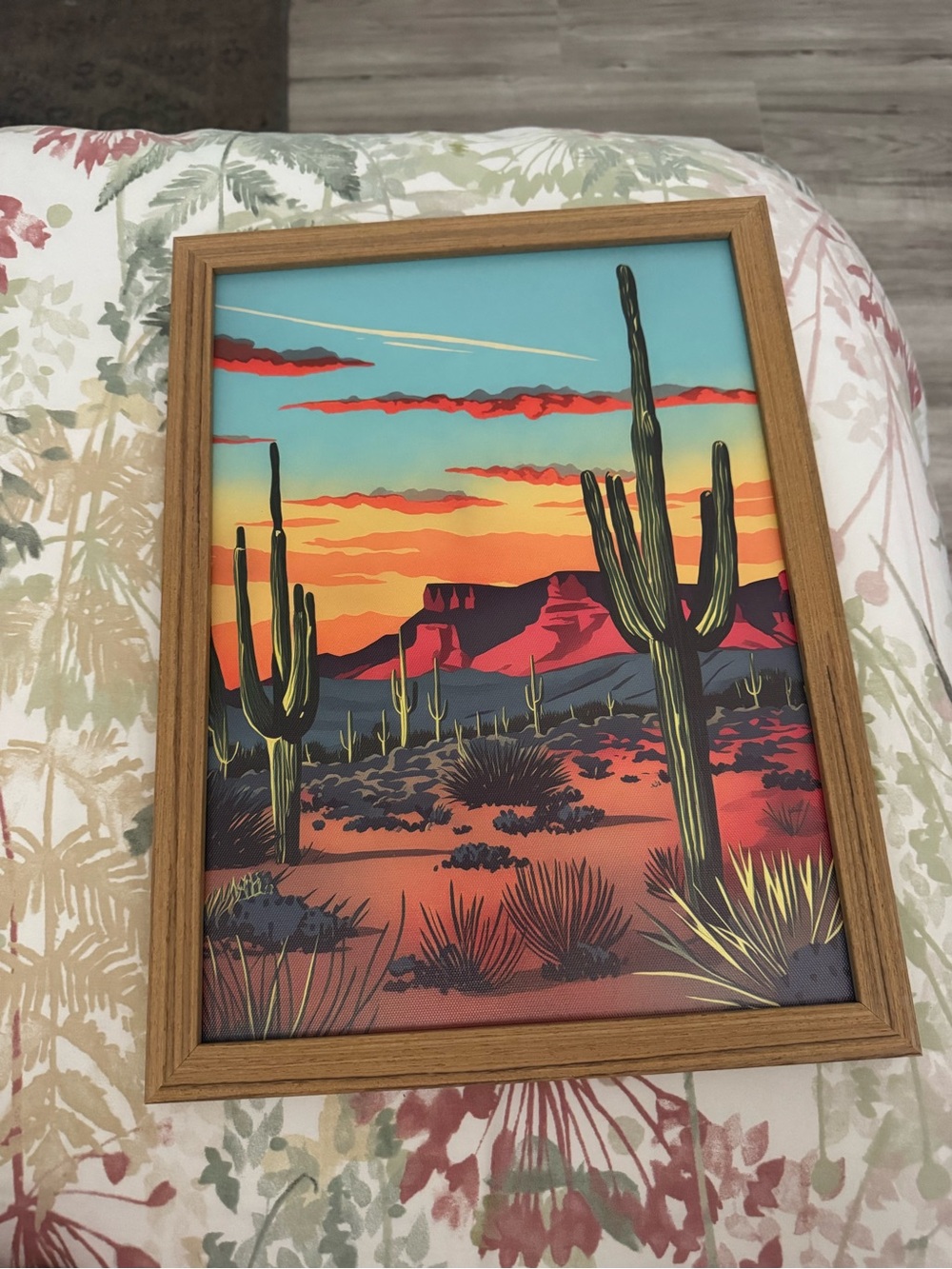 Desert Cactus Sunset Art Print - Vibrant Southwestern Colors